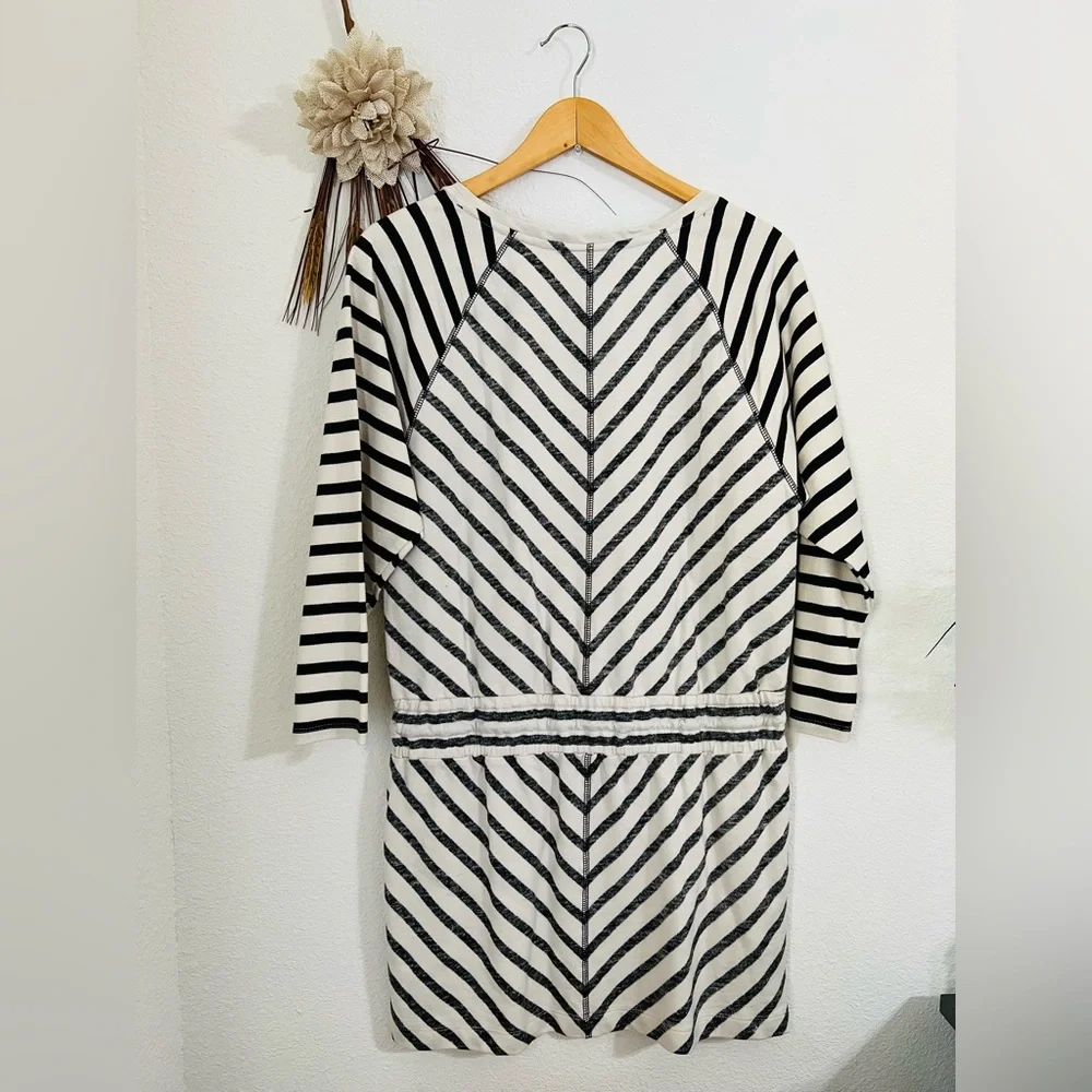 Loft White Black Striped Tie Waist Cotton Dress Size Small - Picture 5 of 7